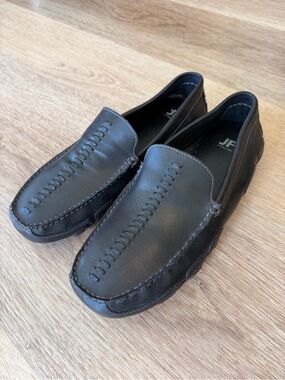 j.ferrar Black Men’s Moc Toe Slip-On Loafers comfort casual 9.5M leather stitch